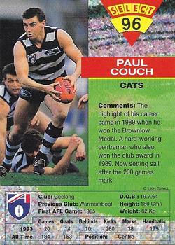 1994 Select AFL #96 Paul Couch Back